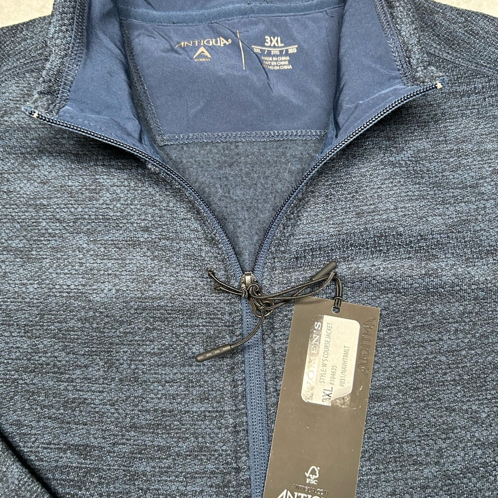 Antigua Men's Dark Blue Zip-Up Sweater